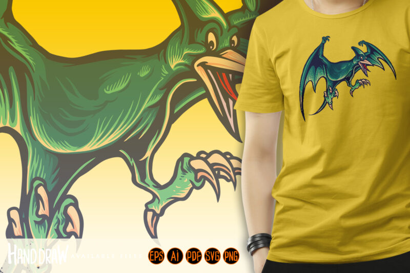 Drawn Pterodactyl Dinosaur PNG & SVG Design For T-Shirts