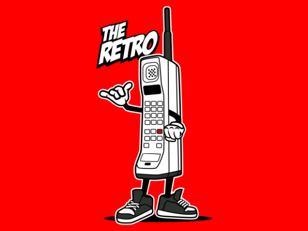 Retro handphone cartoon t shirt design online