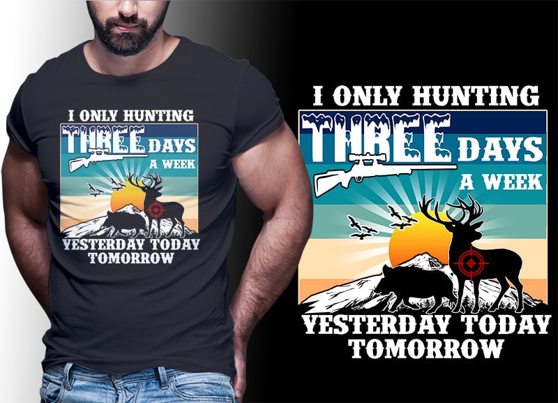 HUNTING Vintage Retro Tshirt Designs Bundle Editable