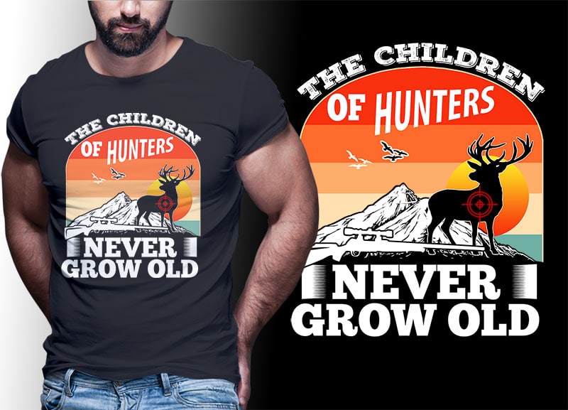 HUNTING Vintage Retro Tshirt Designs Bundle Editable