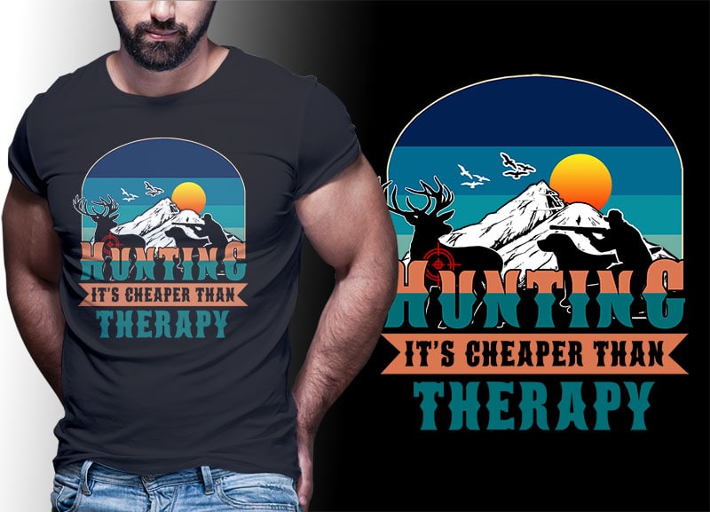 HUNTING Vintage Retro Tshirt Designs Bundle Editable