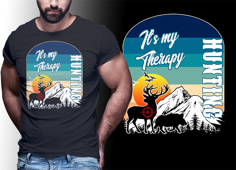 HUNTING Vintage Retro Tshirt Designs Bundle Editable