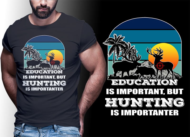 HUNTING Vintage Retro Tshirt Designs Bundle Editable