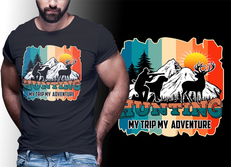 HUNTING Vintage Retro Tshirt Designs Bundle Editable