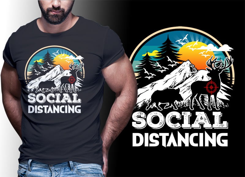 HUNTING Vintage Retro Tshirt Designs Bundle Editable