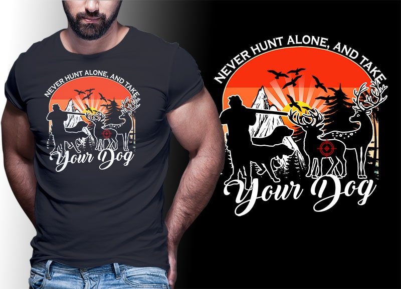 HUNTING Vintage Retro Tshirt Designs Bundle Editable