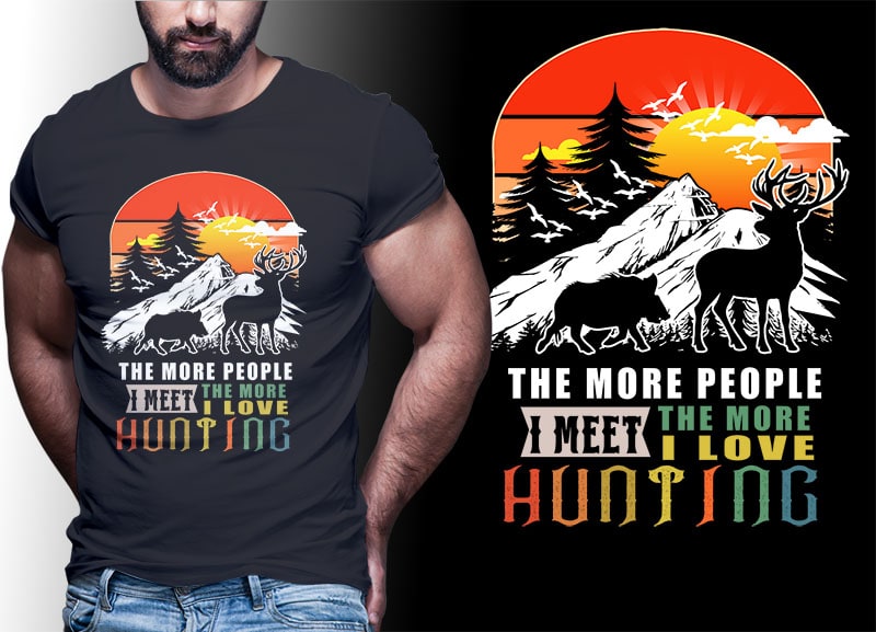 HUNTING Vintage Retro Tshirt Designs Bundle Editable