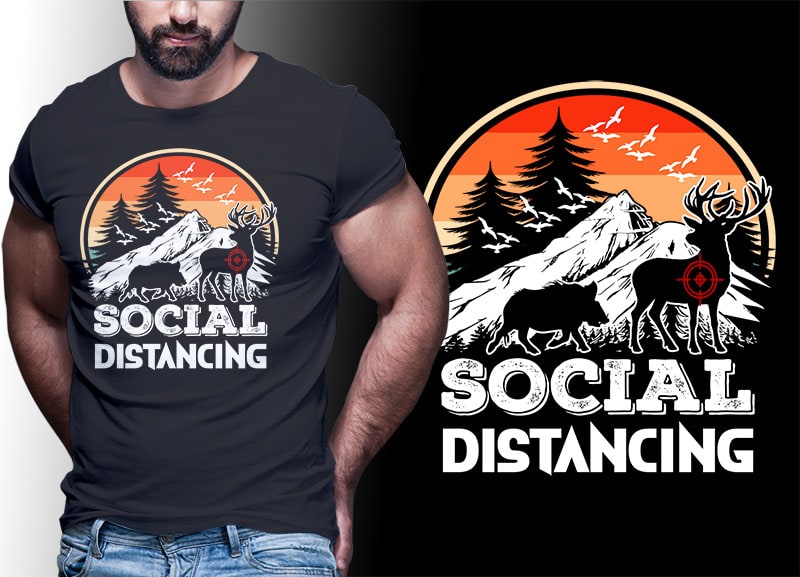 HUNTING Vintage Retro Tshirt Designs Bundle Editable