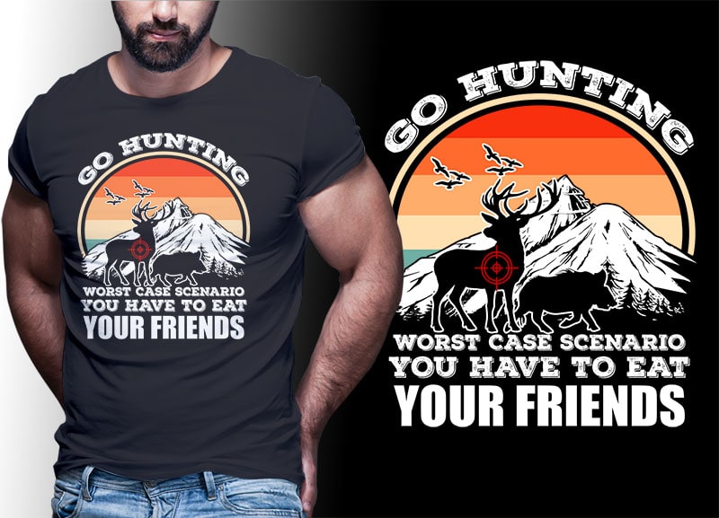 HUNTING Vintage Retro Tshirt Designs Bundle Editable