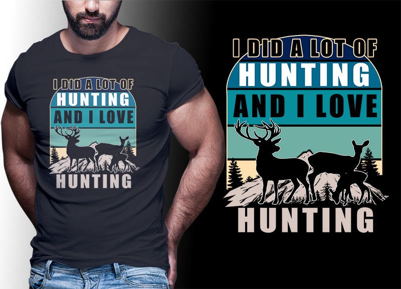 HUNTING Vintage Retro Tshirt Designs Bundle Editable