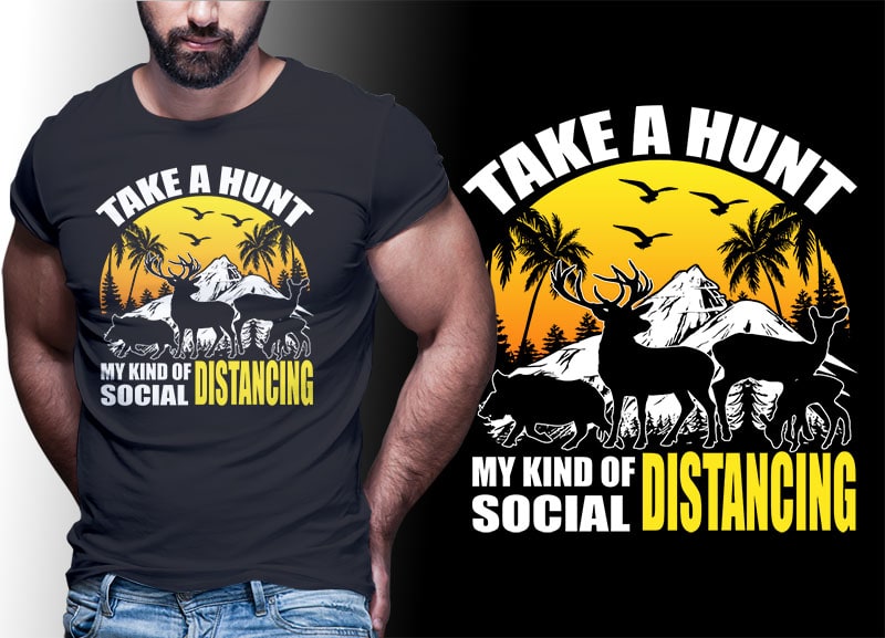 HUNTING Vintage Retro Tshirt Designs Bundle Editable