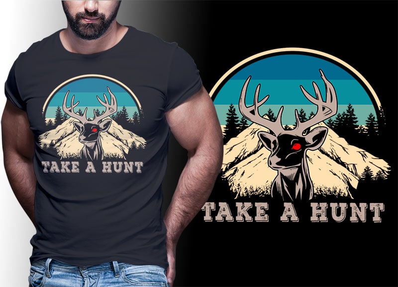 HUNTING Vintage Retro Tshirt Designs Bundle Editable