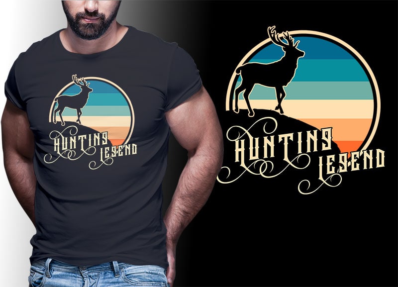 HUNTING Vintage Retro Tshirt Designs Bundle Editable