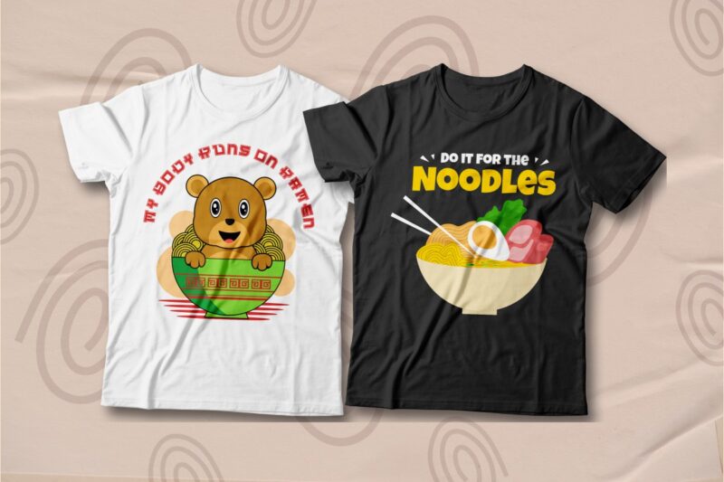 Ramen T-shirt Designs Bundle, Ramen Quotes for T-shirt, Ramen Illustration, Japan food,