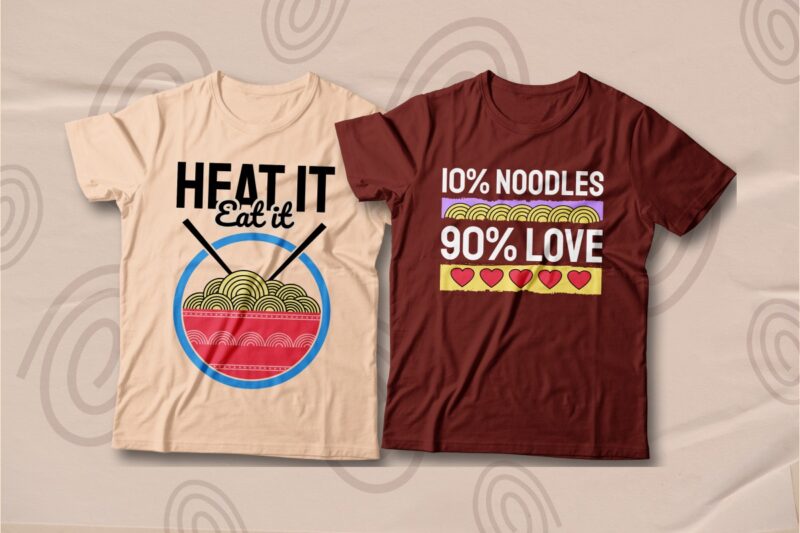Ramen T-shirt Designs Bundle, Ramen Quotes for T-shirt, Ramen Illustration, Japan food,