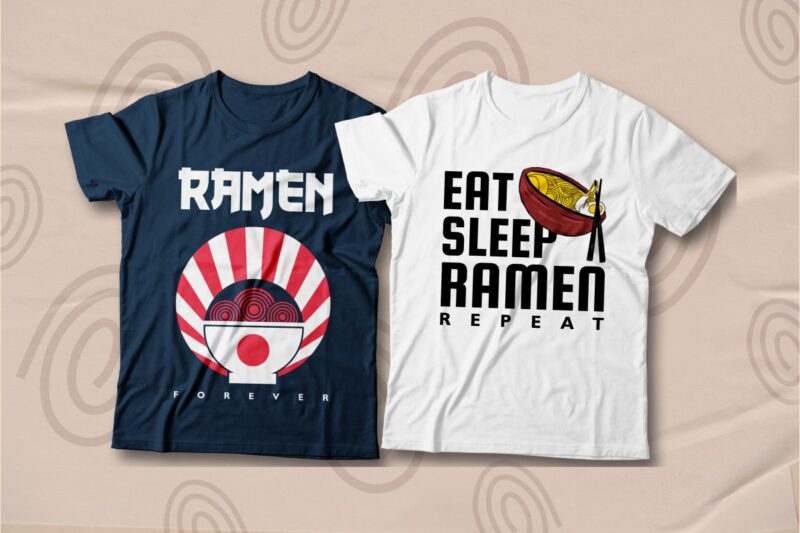 Ramen T-shirt Designs Bundle, Ramen Quotes for T-shirt, Ramen Illustration, Japan food,