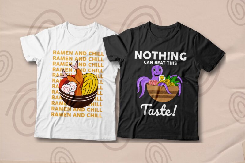 Ramen T-shirt Designs Bundle, Ramen Quotes for T-shirt, Ramen Illustration, Japan food,