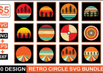 Retro Circle Svg Bundle t shirt design online