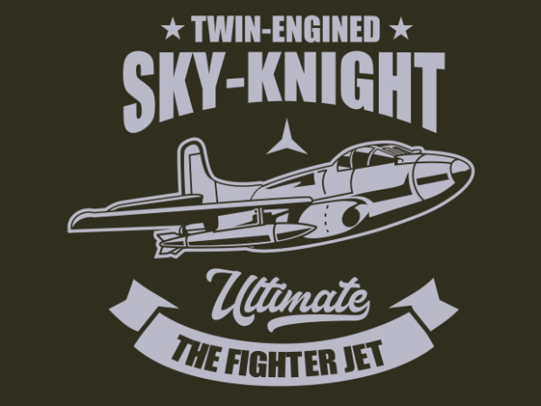 Sky knight fighter jet t shirt template vector