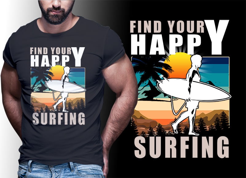 SUMMER SURFING Vintage Retro Tshirt Designs Bundle Editable