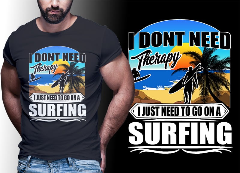 SUMMER SURFING Vintage Retro Tshirt Designs Bundle Editable