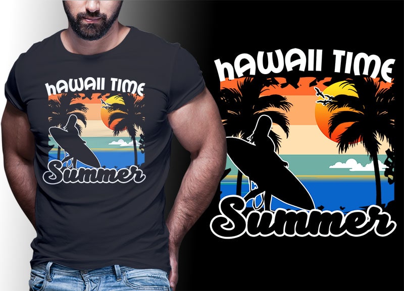 SUMMER SURFING Vintage Retro Tshirt Designs Bundle Editable