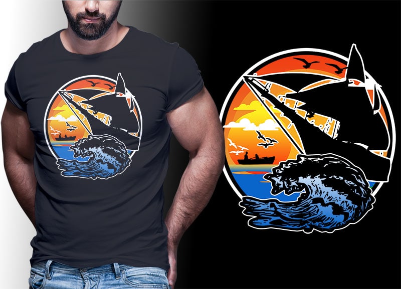 SUMMER SURFING Vintage Retro Tshirt Designs Bundle Editable