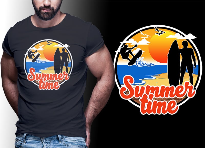 SUMMER SURFING Vintage Retro Tshirt Designs Bundle Editable