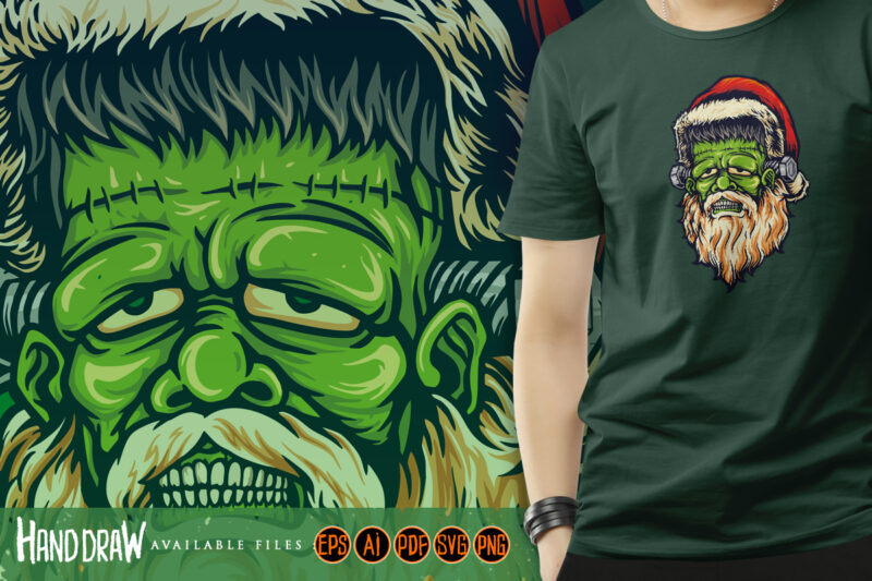 Scary santa frankenstein Halloween Illustrations
