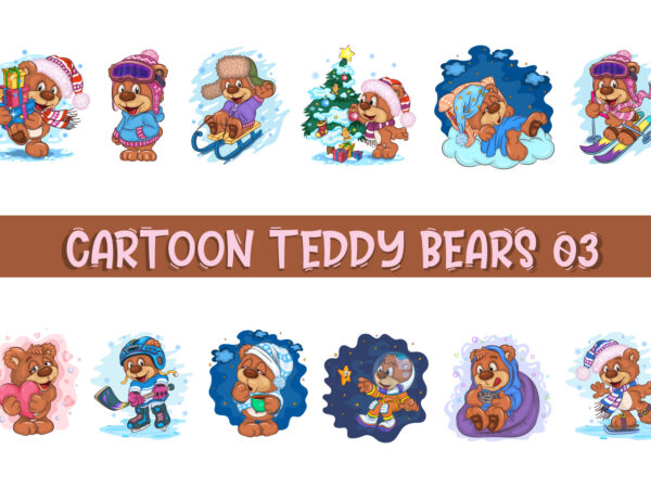 Set of cartoon teddy bears 03. t-shirt.