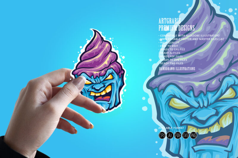 Angry Ice cream zombie Illustrations