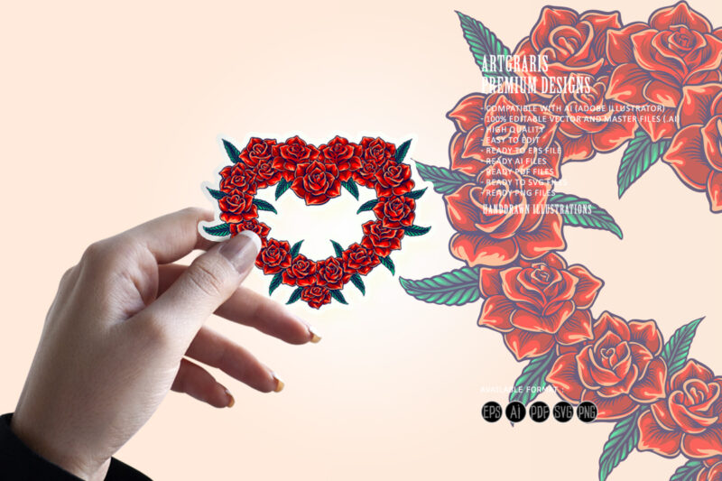 Heart shape flower red rose Valentine