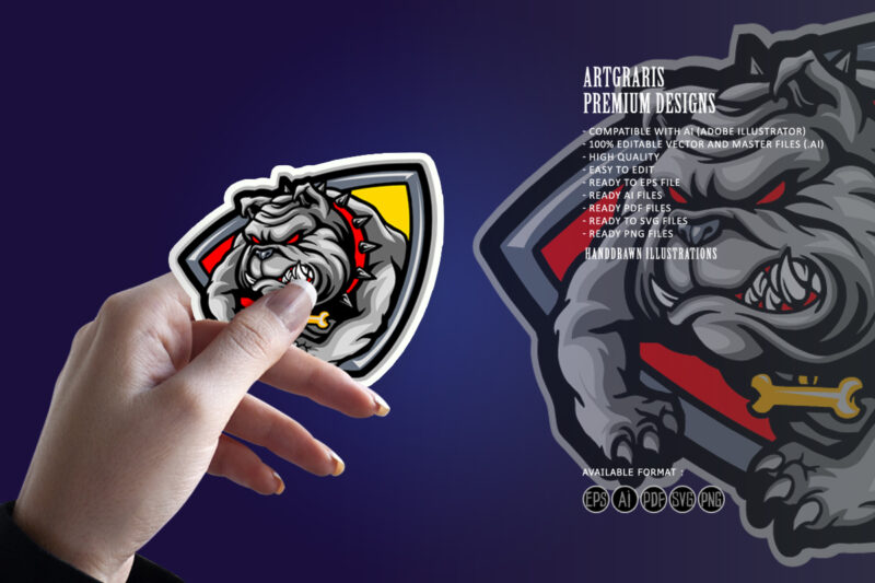 Angry bulldog logo mascot colorful