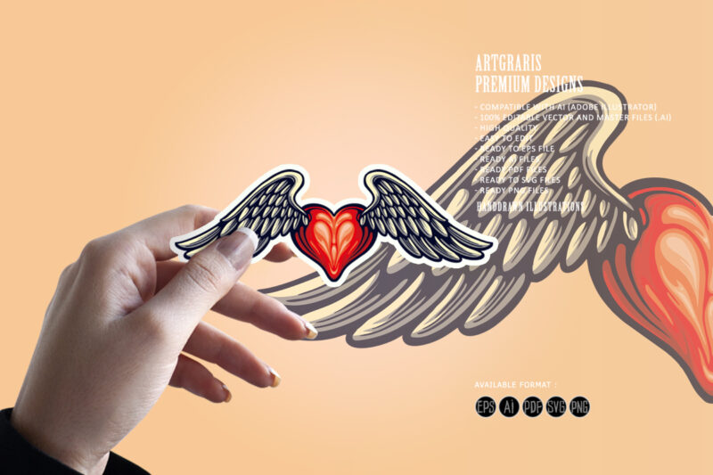 Heart Love Flying Isolated Illustrations