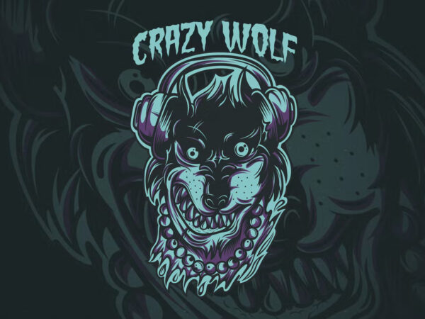 Crazy wolf t-shirt design