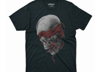 Calavera Skull, Skull, gray skull with red textile illustration