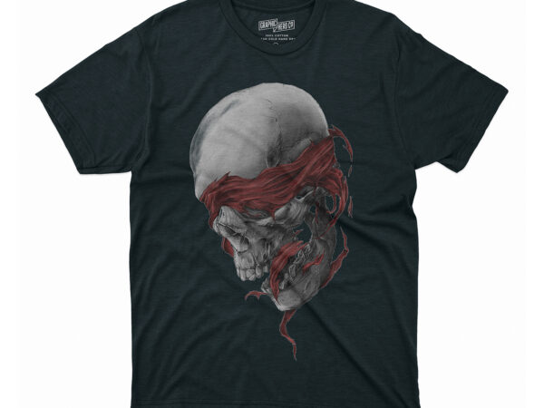 Calavera skull, skull, gray skull with red textile illustration t shirt vector file