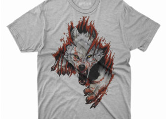 white wolf illustration, Sleeve tattoo Dog Black wolf, Dog T-shirt Design