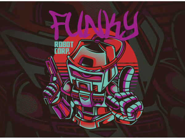 Funky robot t-shirt design