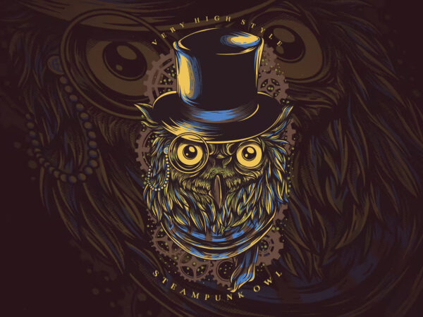 Steampunk owl t-shirt design