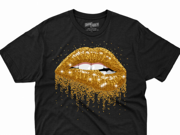 Glitter gold, lip t-shirt design