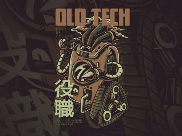 Old tech t-shirt design illustration