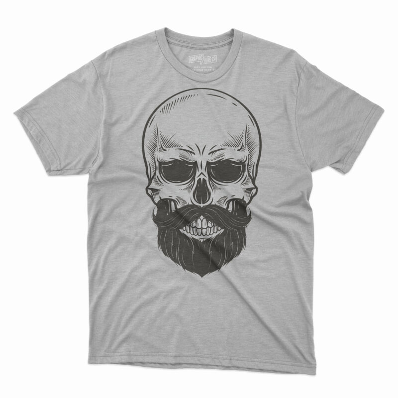 Skull Beard Drawing Illustration, bearded skull, gray skeleton skull illustration