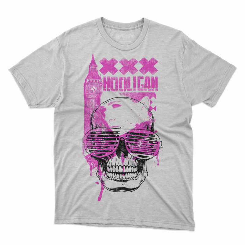 pink skull illustration, Printed T-shirt Sleeve Printing Crew neck, Skull beauty belfry printing