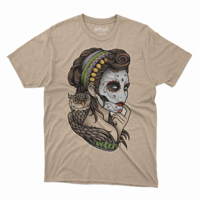 La Calavera Catrina Tattoo Day of the Dead Flash, Flash 3D T-shirt Design
