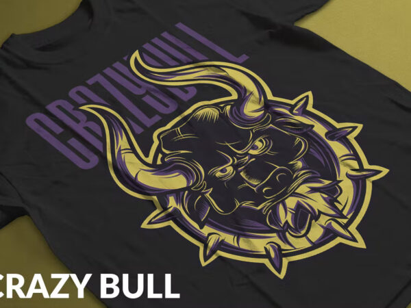 Crazy bull t-shirt design