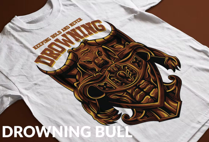 Drowning Bull T-Shirt Design Template