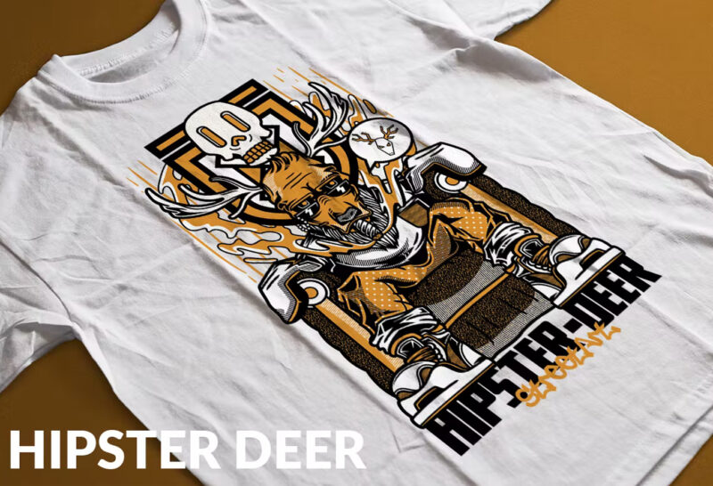 Hipster Deer T-Shirt Design