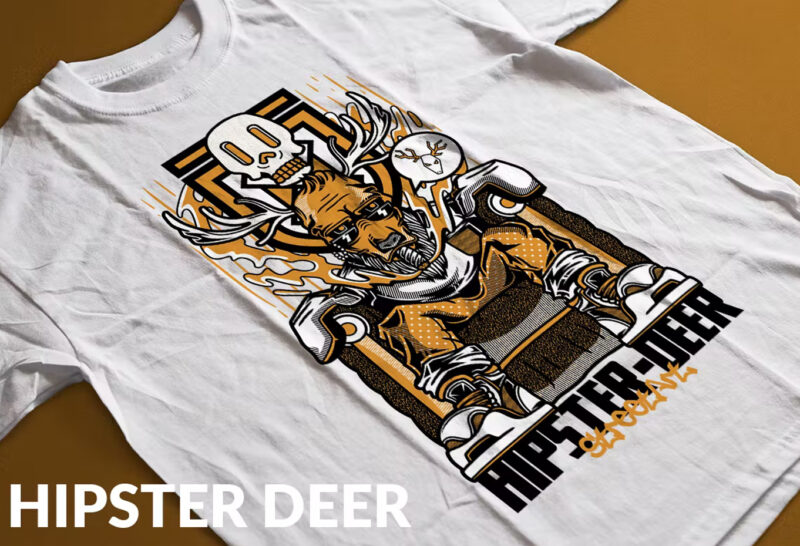 Hipster Deer T-Shirt Design