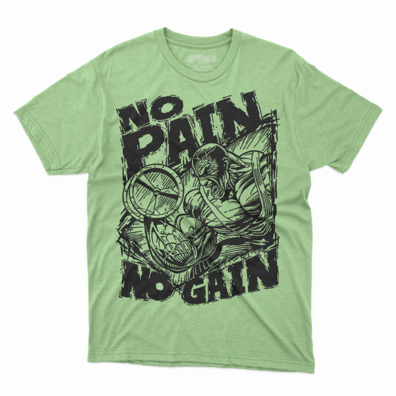 T-shirt Gym shirt No pain, no gain, Gym T-shirt